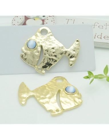 Connettori pesce in zama con occhio azzurro 35x40 mm 1paio Gioie d'Oriente