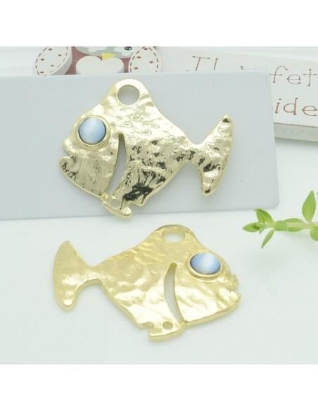 Connettori pesce in zama con occhio azzurro 35x40 mm 1paio Gioie d'Oriente