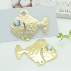 Connettori pesce in zama con occhio azzurro 35x40 mm 1paio Gioie d'Oriente