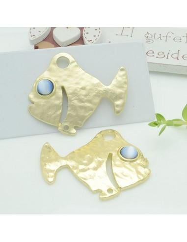 Connettori pesce in zama con occhio azzurro 35x40 mm 1paio Gioie d'Oriente