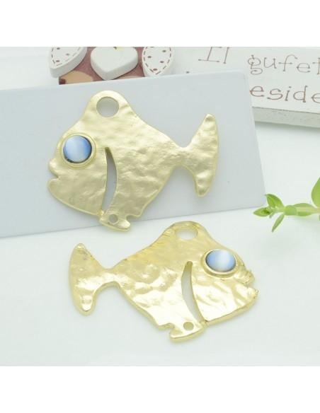 Connettori pesce in zama con occhio azzurro 35x40 mm 1paio Gioie d'Oriente