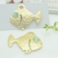 Connettori pesce in zama con occhio verde chiaro 35x40 mm 1paio Gioie d'Oriente