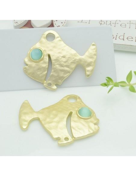 Connettori pesce in zama con occhio verde chiaro 35x40 mm 1paio Gioie d'Oriente