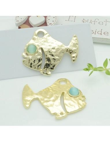 Connettori pesce in zama con occhio verde chiaro 35x40 mm 1paio Gioie d'Oriente