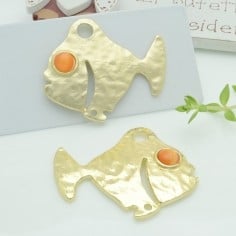 Connettori pesce in zama con occhio arancione 35x40 mm 1paio Gioie d'Oriente 2