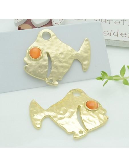 Connettori pesce in zama con occhio arancione 35x40 mm 1paio Gioie d'Oriente