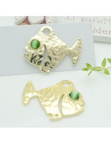 Connettori pesce in zama con occhio verde 35x40 mm 1paio Gioie d'Oriente