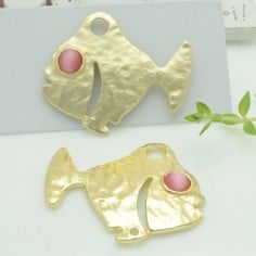 Connettori pesce in zama con occhio rosa 35x40 mm 1paio Gioie d'Oriente