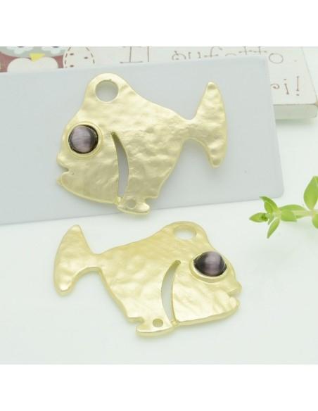 Connettori pesce in zama con occhio marrone 35x40 mm 1paio Gioie d'Oriente