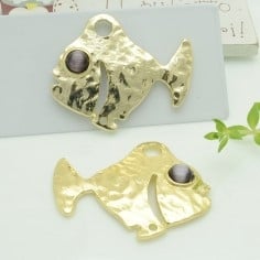 Connettori pesce in zama con occhio marrone 35x40 mm 1paio Gioie d'Oriente 2
