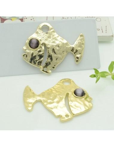 Connettori pesce in zama con occhio marrone 35x40 mm 1paio Gioie d'Oriente