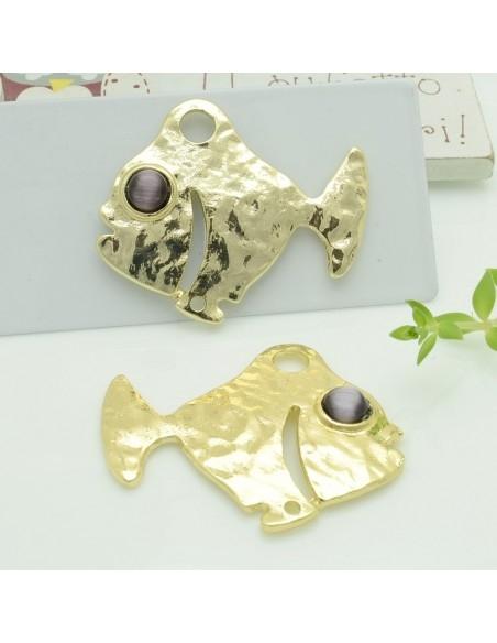 Connettori pesce in zama con occhio marrone 35x40 mm 1paio Gioie d'Oriente