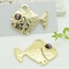 Connettori pesce in zama con occhio marrone 35x40 mm 1paio Gioie d'Oriente