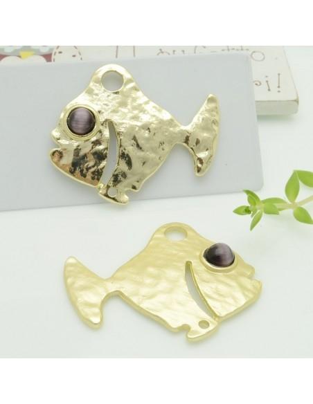 Connettori pesce in zama con occhio marrone 35x40 mm 1paio Gioie d'Oriente