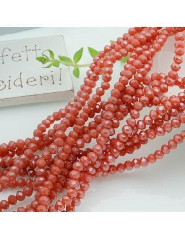Filo Mezzi Cristalli arancione rosso Rondelle Sfaccettate 2.5x3.5mm 110pz GDO