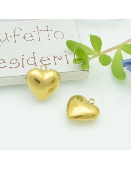 Ciondolo cuore mezzo bombato in acciaio inossidabile 13 mm 1pz colori vari Gioie d'Oriente