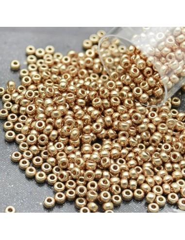 perline Rocaille Miyuki 11/0 Duracoat Galvanized Champagne confezione da 10g Misurano 2mm GDO