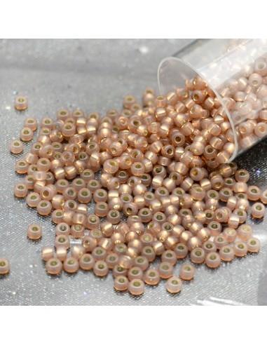 perline Rocaille Miyuki 11/0 Dyed Rose Bronze Silver Lined Opal confezione da 10g Misurano 2mm GDO
