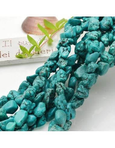 filo Aulite Turchese colore verde tiffany scuro Sasso Liscio 9x13mm 40cm GDO