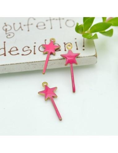 Ciondolo bacchetta magica smaltato sopra e sotto 20x8mm 2pz GDO