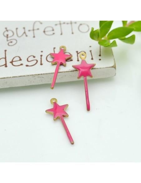 Ciondolo bacchetta magica smaltato sopra e sotto 20x8mm 2pz GDO