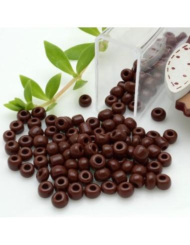 Perline conteria in vetro, colore marrone legno, misure 3mm e 4mm, finitura lucida, marchio Gioie d'Oriente