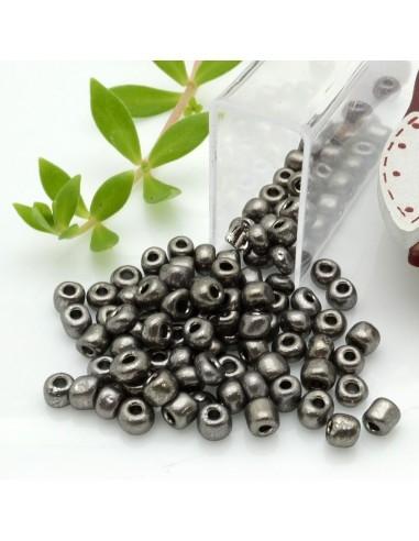Perline di conteria in  vetro colore argento scuro 4 mm