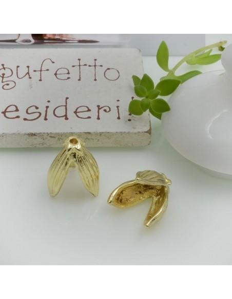 Copri perla foglia in ottone 12x15mm 2pz Gioie d'Oriente