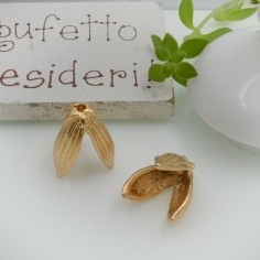 Copri perla foglia in ottone 12x15mm 2pz Gioie d'Oriente 2