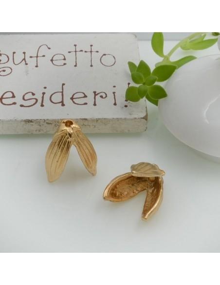 Copri perla foglia in ottone 12x15mm 2pz Gioie d'Oriente