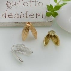 Copri perla foglia in ottone 12x15mm 2pz Gioie d'Oriente