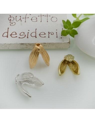 Copri perla foglia in ottone 12x15mm 2pz Gioie d'Oriente