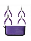 pinze bigiotteria con punta piatta curva e tonda tot 4 pezzi colore glitter viola