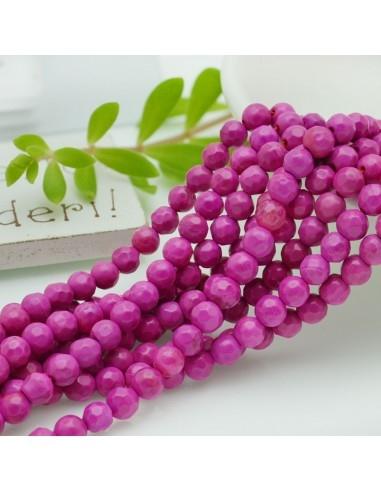 Filo pietre dure agata tonda sfaccettata colore magenta 4mm 94pz