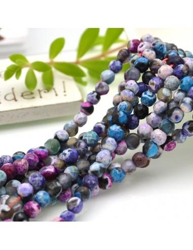 Filo pietre dure agata tonda sfaccettata colore mix blu viola 4mm 94pz
