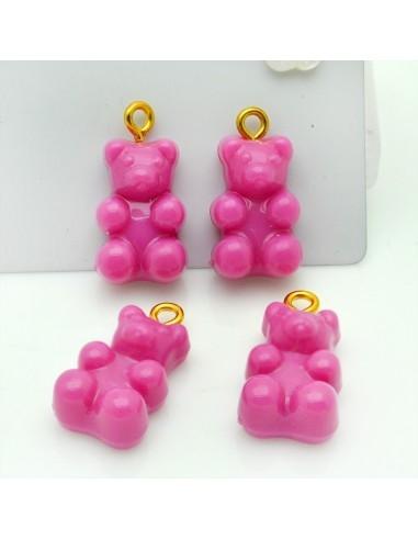 Ciondolo Orsetto in resina colore fucsia 22x12mm 2pz | GDO