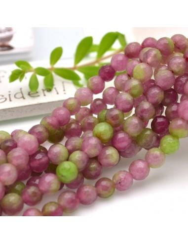Filo pietre dure agata tonda sfaccettata verde e malva varia misura  | GDO