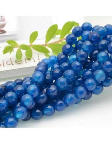 Filo pietre dure agata tonda sfaccettata blu cobalto 6mm 65pz