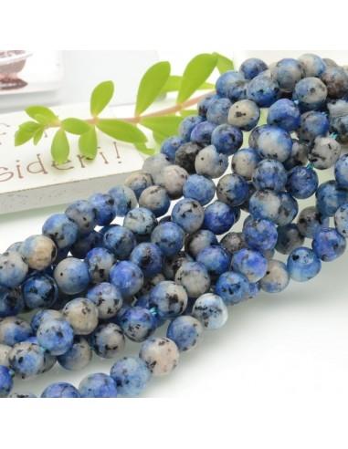Filo pietre dure agata tonda sfaccettata blu marmorizzato 6mm 65pz