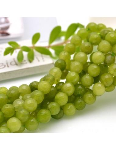 Filo pietre dure agata tonda sfaccettata verde pistacchio varia misura | GDO
