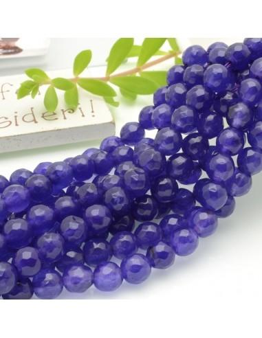 Filo pietre dure agata tonda sfaccettata viola scuro 6mm 65pz