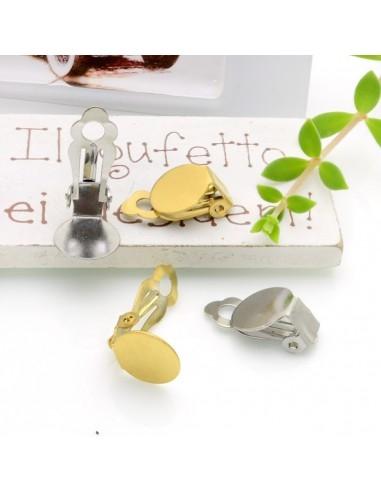 Base orecchini clip con piatto a incollo 10 mm in acciaio 2pz GDO