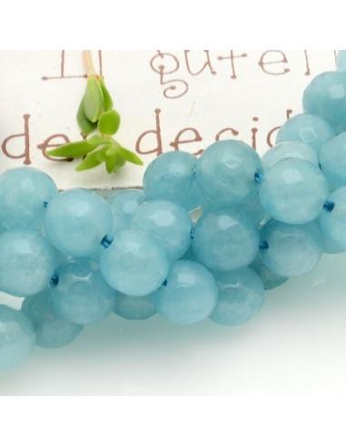 Filo di pietre dure di agata tonda sfaccettata azzurro 8mm 48pz