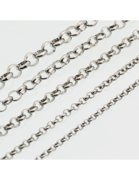 Catena rolò in acciaio, 1 mt, misure assortite da 2 mm a 5 mm, marchio Gioie d’Oriente