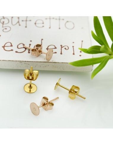 Base orecchini a perno con base piatta da incollo 5mm 2 paia|GDO