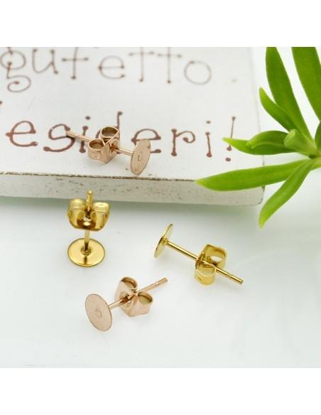 Base orecchini a perno con base piatta da incollo 5mm 2 paia|GDO