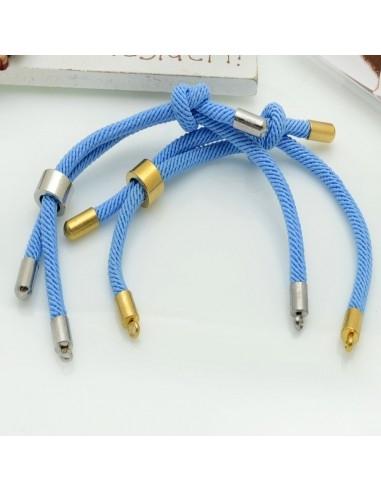 Base bracciale in corda regolabile con terminali in acciaio 3mm 1pz