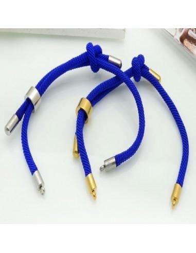 Base bracciale in corda regolabile con terminali in acciaio 3mm 1pz