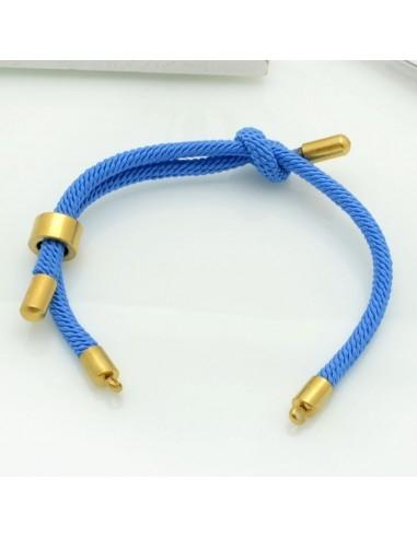 Base bracciale in corda regolabile con terminali in acciaio 3mm 1pz