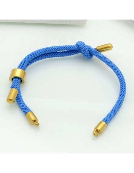 Base bracciale in corda regolabile con terminali in acciaio 3mm 1pz
